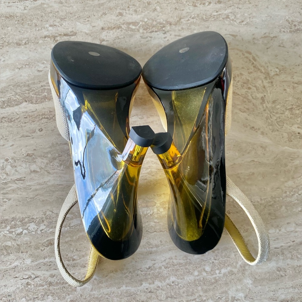 Vintage Prada Slingback Lucite Wedge Sandals Heels - Picture 10 of 11